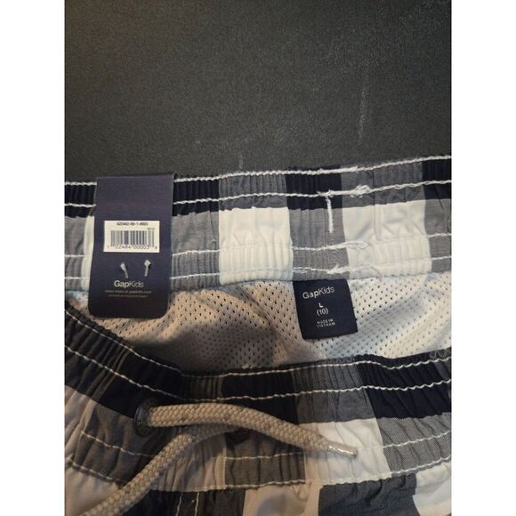 Gap Kids Boy's Blue and White Check Swim Shorts Trunks Size Large 10 NWT - Picture 4 of 7